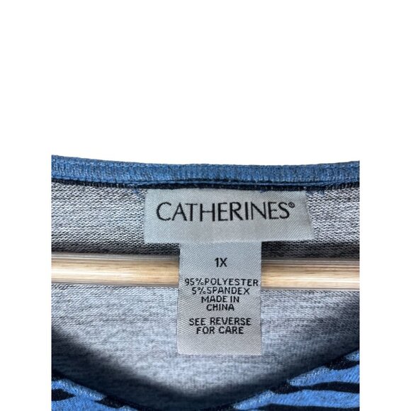Catherines Duet Top Blouse‎ blue stripe size 1X - Picture 3 of 7